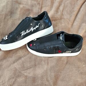 Karl Lagerfeld Black Slip-On Sneakers